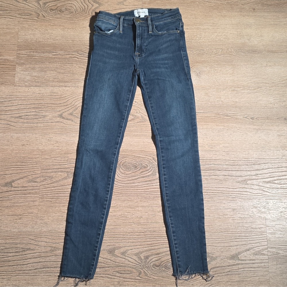 FRAME Women's Slim Fit Skinny Dark Wash Blue Denim Jeans Size 24
